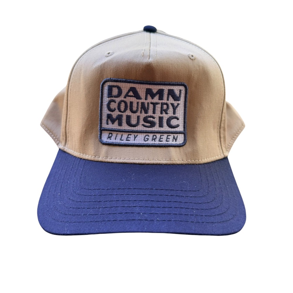 Riley Green Damn Country Music Hat Tan Navy Otto Cap Snapback Trucker Style
